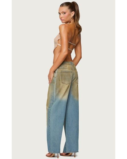 Edikted Green Sequin Strapless Handkerchief Crop Top