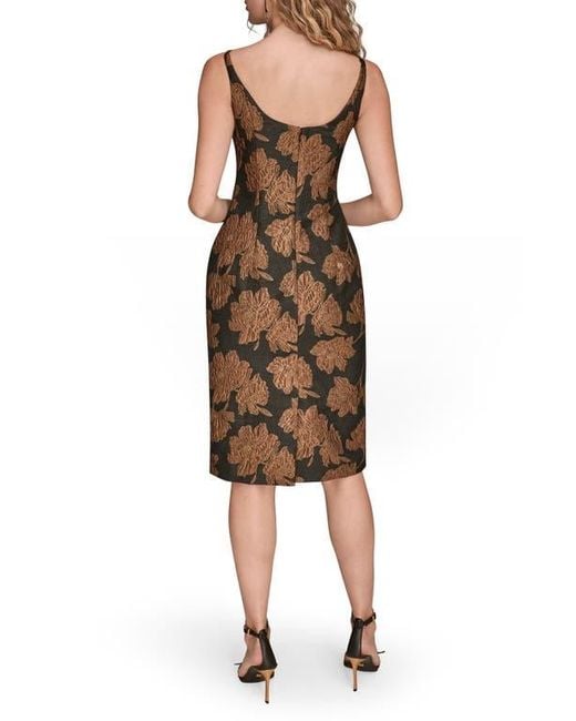 Donna Karan Black Metallic Floral Jacquard Sheath Dress