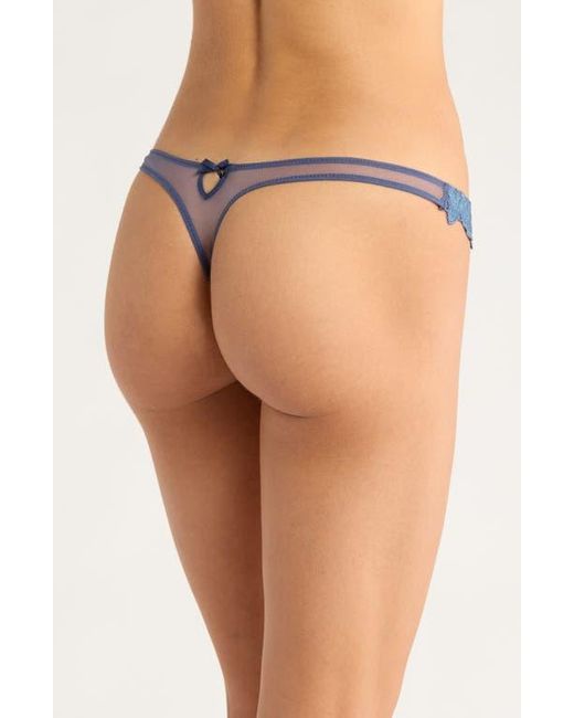 Fleur du Mal Blue Lily Embroidered Hipster Thong
