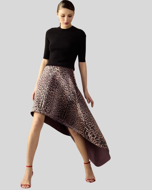 Cynthia Rowley Black Leopardess Satin Skirt