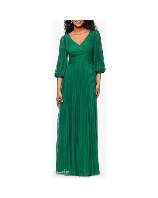 Betsy Adam Women's Green Pleated A-Line Dress