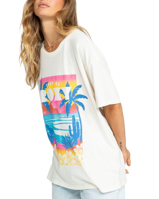 Roxy Blue Tour De Oversize Cotton Graphic T-shirt