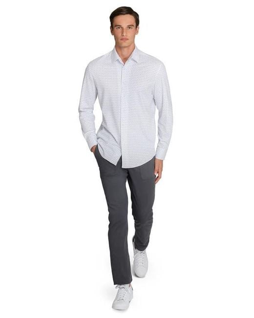 Brooklyn Brigade White Dot Print Knit Long Sleeve Basic for men