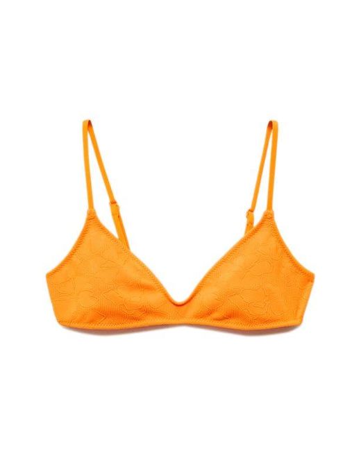Mango Orange Floral Embroidered Bikini Top