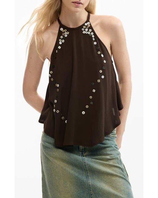 Desigual Black Button Trapeze Top
