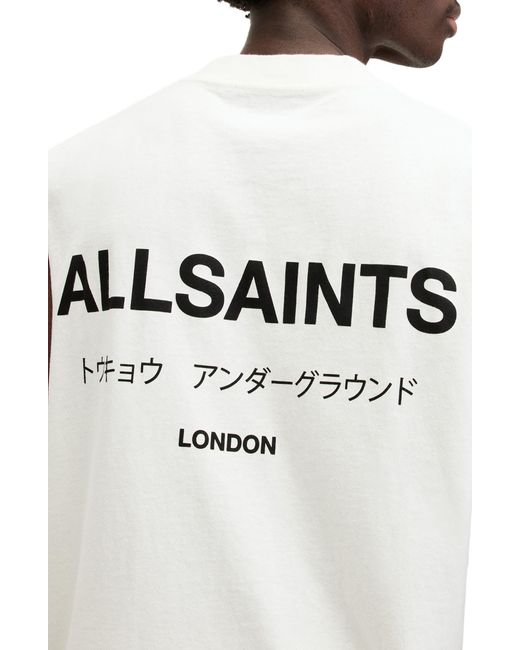 AllSaints White Underground Crewneck Sleeveless T-shirt for men
