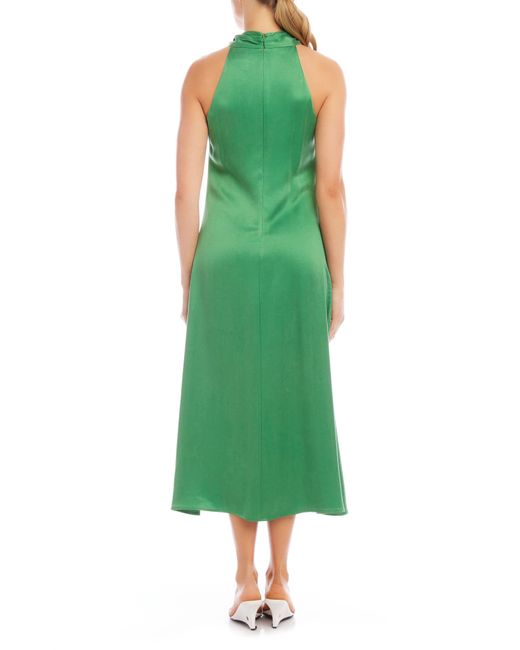 Fifteen Twenty Green Ivy Crossover Neck Satin Midi Dress