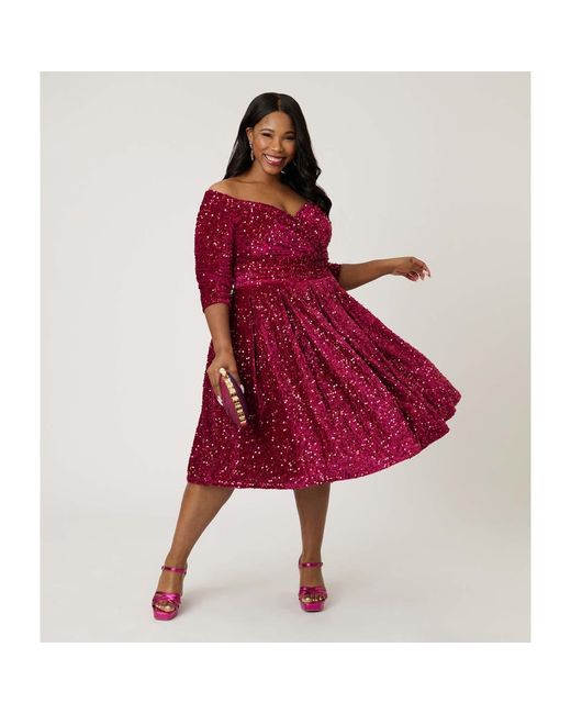 Unique Vintage Plus Size 1950S Marceline Swing Dress in Red | Lyst