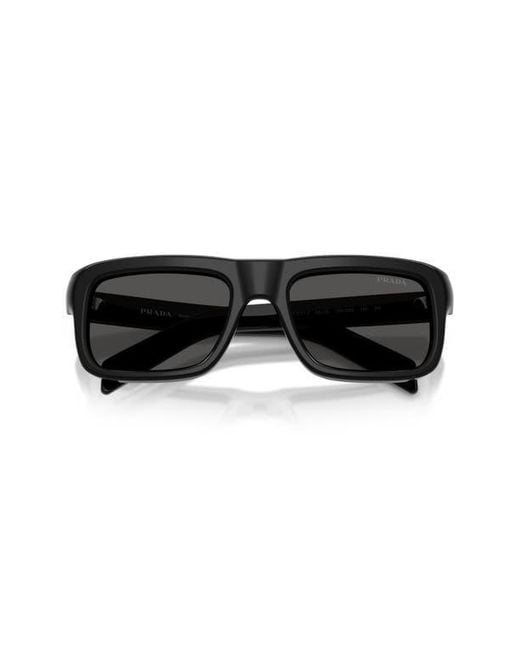 Prada Black 56Mm Rectangular Sunglasses for men