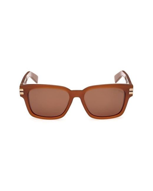 Zegna Brown 55Mm Polarized Rectangular Sunglasses for men