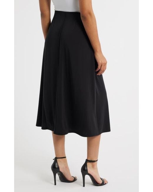 NIC+ZOE Black Crepe Midi Slip Skirt