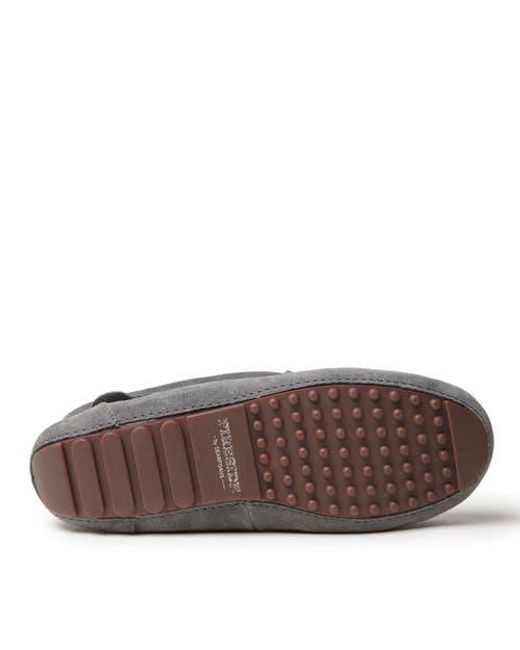 Dearfoams Gray Fireside Mel Genuine Shearling Moccasin Slipper