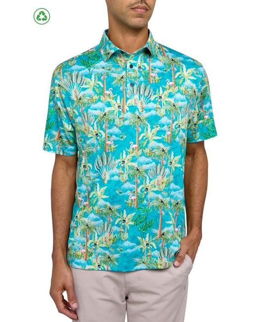 Con.struct Blue Regular Fit Tropical Birds Print Recycled Performance Golf Polo for men