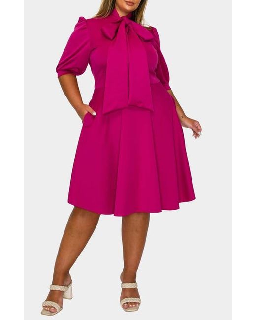 L I V D Pink Carina Donna Fit & Flare Midi Dress