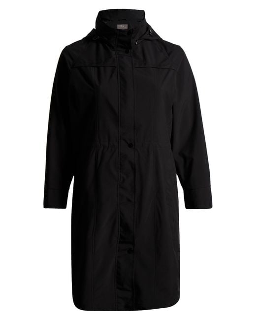 Gallery Black Water Resistant Hooded Raincoat