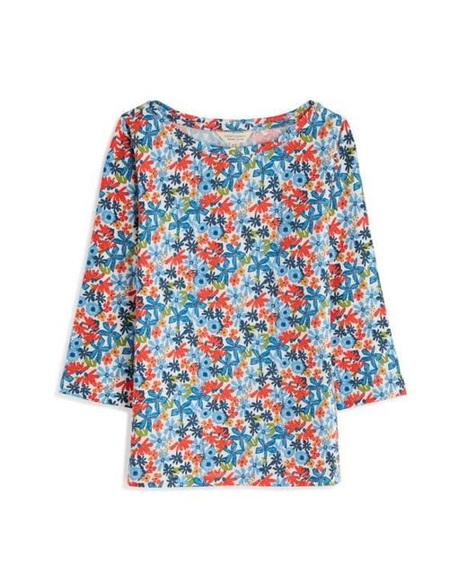 Seasalt Cornwall Blue Easel Stretch Organic Cotton Top