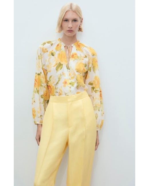 Mango Yellow Straight Leg Suit Trousers