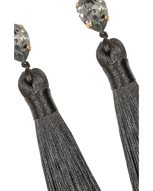 Jennifer Behr Black Francine Silk Tassel Drop Earrings