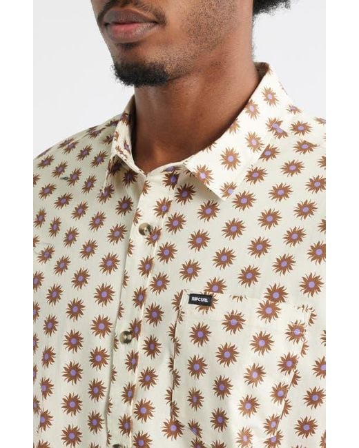 Rip Curl White Fun Times Short Sleeve Button-Up Shirt for men
