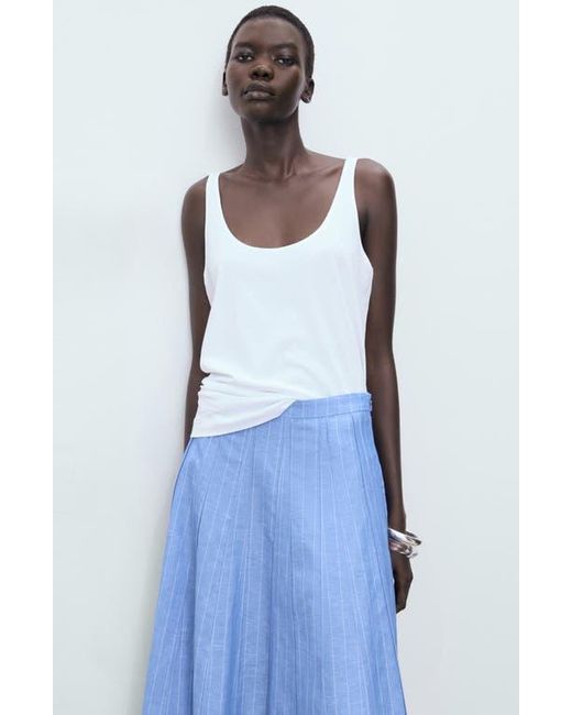 Mango Blue Stripe Cotton & Linen Skirt