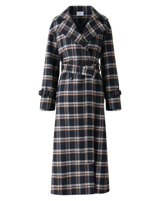 Akris Punto Black Plaid Double Face Wool Blend Trench Coat