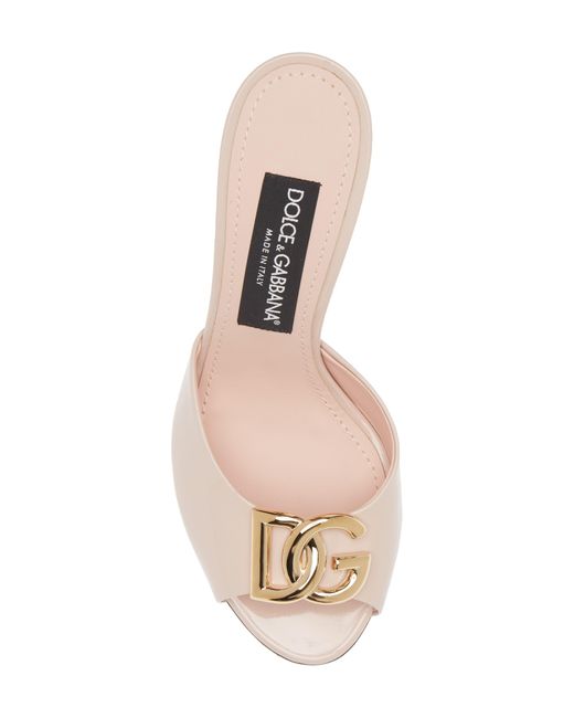 Dolce & Gabbana Pink Dg Logo Patent Slide Sandal