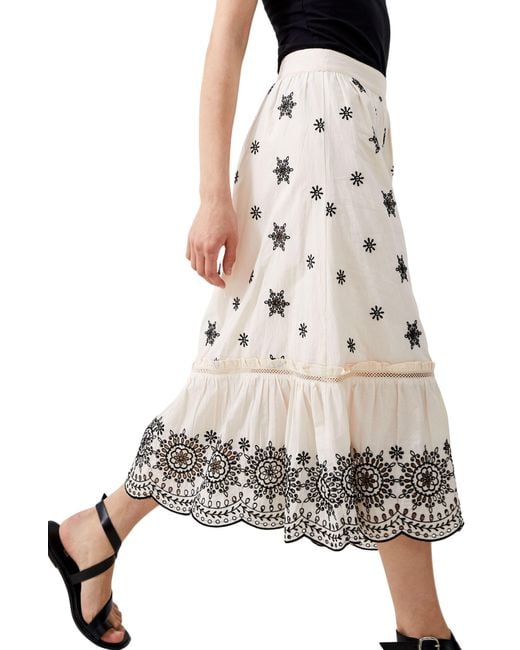 French Connection Natural Felicity Eyelet Embroidered Cotton Skirt