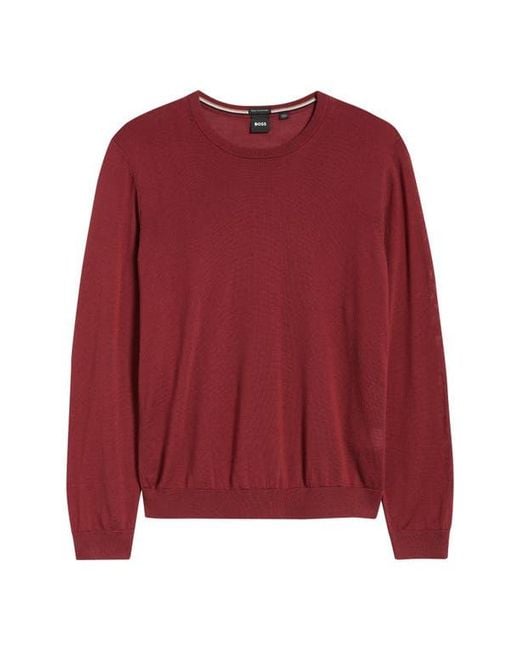 Boss Red Leno Virgin Wool Crewneck Sweater for men