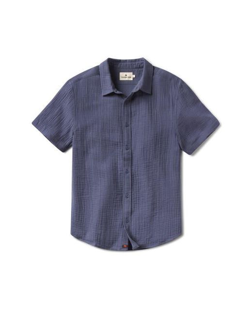 The Normal Brand Blue Kalo Cotton Gauze Short Sleeve Button-Up Shirt for men