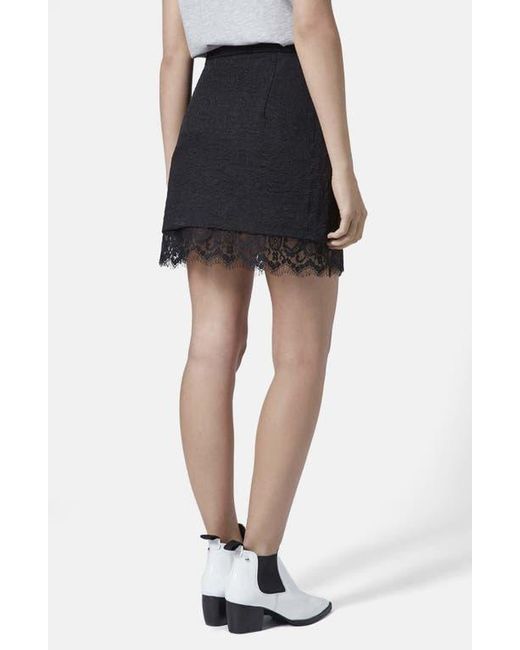 TOPSHOP Black Textured Lace Pelmet Skirt