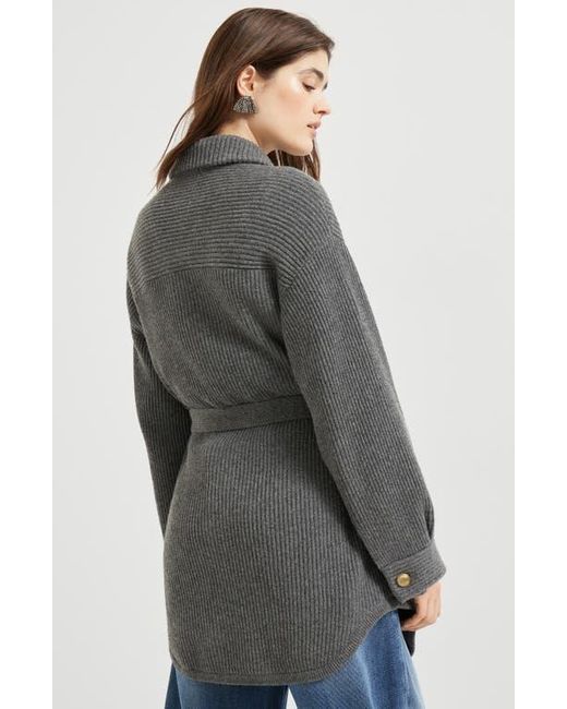 Brunello Cucinelli Gray English Rib Knit Cardigan