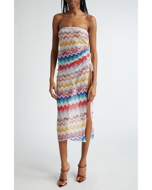 Missoni Multicolor Strapless Semisheer Chevron Dress