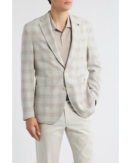 Jack Victor Gray Hampton Plaid Knit Wool & Linen Blend Sport Coat for men