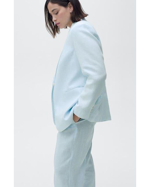Mango Blue Boreli Linen Blazer