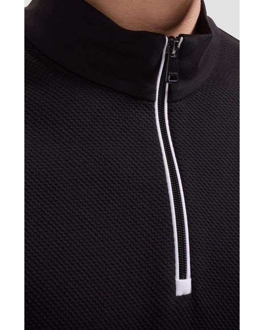 Bugatchi Black Soft Touch Quarter Zip for men
