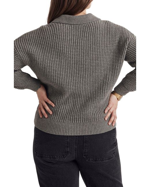 Madewell Waffle Knit Henley Sweater in Gray Lyst