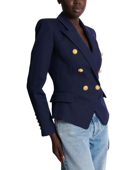 Balmain Blue Fitted Wool 6-Button Jacket