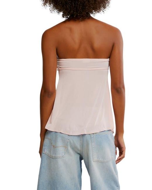 Free People Blue Call Me Later Split Front Strapless Top