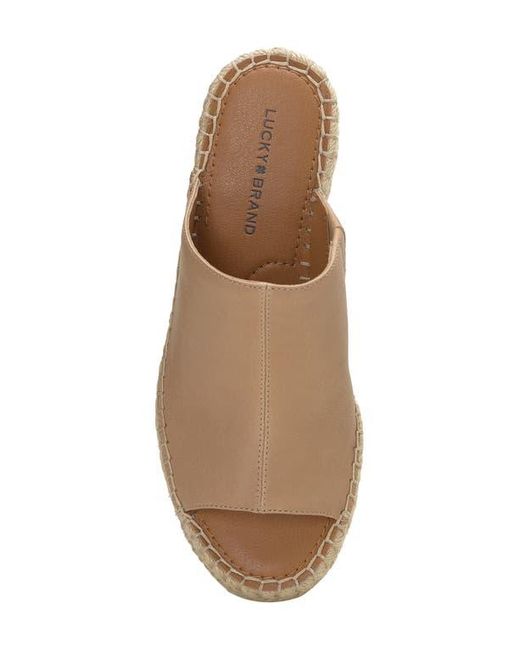 Lucky Brand Brown Cabriah Espadrille Platform Wedge Slide Sandal
