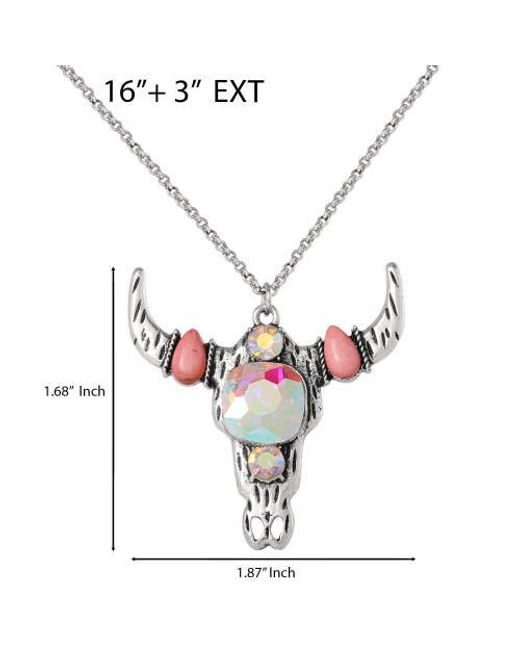 Jessica Simpson Pink Bull Skull Pendant Necklace