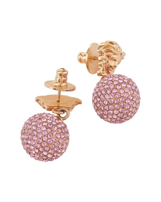 Versace Pink Medusa Crystal Drop Earrings
