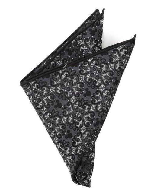 Cufflinks Inc. Black X Disney Mickey Mouse Damask Tile Silk Pocket Square for men