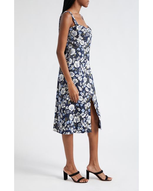 Veronica Beard Colleen Floral Cotton Midi Dress in Blue Lyst