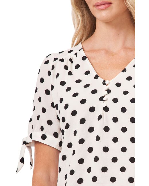 CeCe Polka Dot Puff Sleeve Top