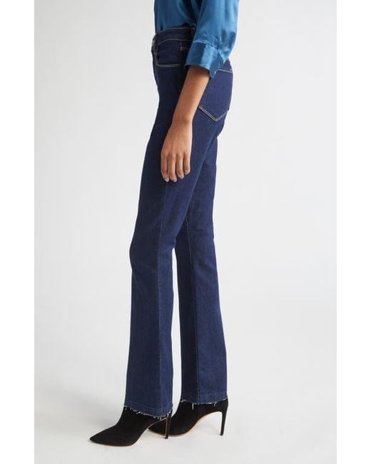 L'Agence Blue Ruth Raw Hem Straight Leg Jeans