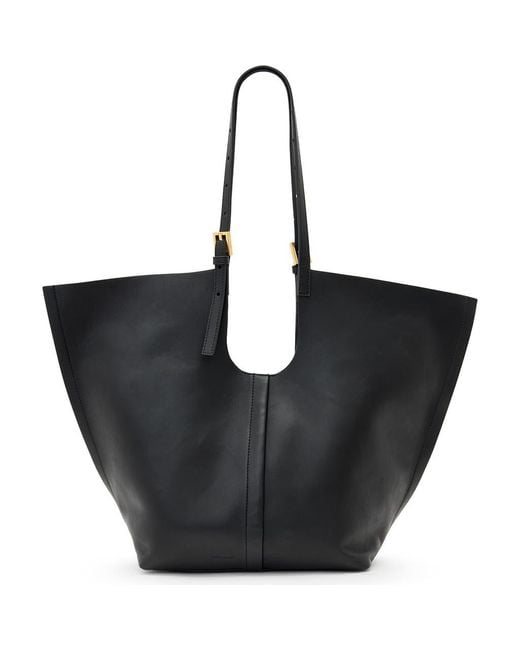 AllSaints Black Ara East West Leather Tote