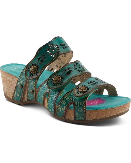Spring Step Green Carbone Platform Slide Sandal