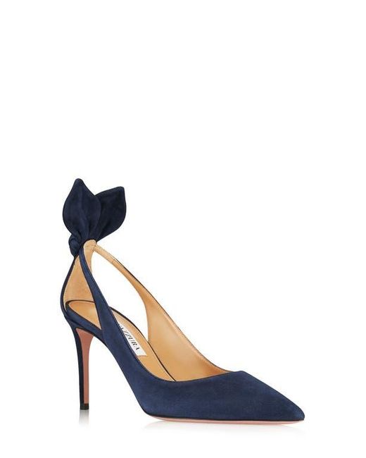 Aquazzura Blue Bow Tie Pointed Toe Pump