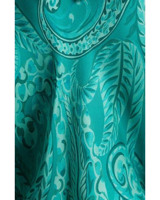 Etro Green Tapered Long Sleeve Silk Top