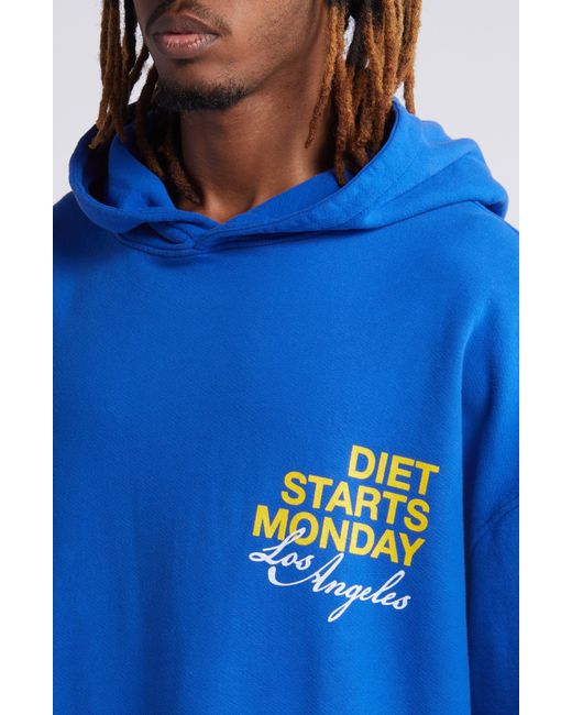 DIET STARTS MONDAY Blue La Cotton Graphic Hoodie for men